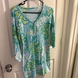 Lilly Pulitzer Aqua and Lime Floral Tunic Dress